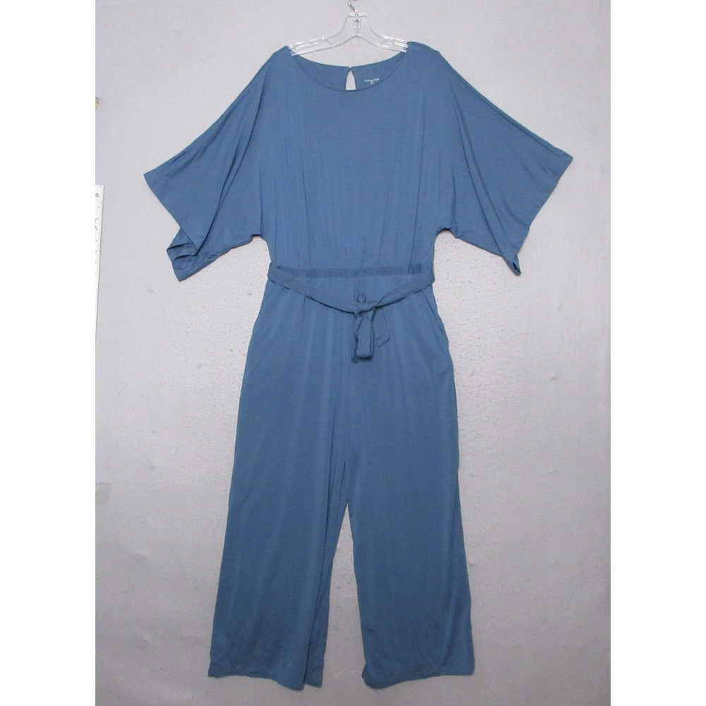 Garnet Hill Jumpsuit M Tencel Lyocell Wide Leg Kimono Sleeve Belt Minimalist NWT